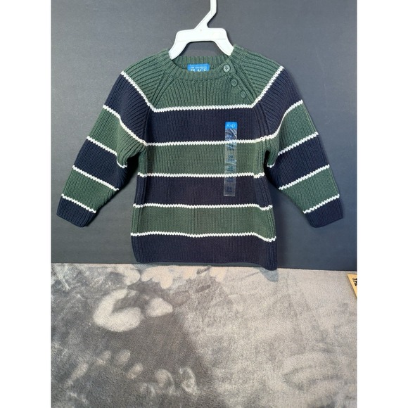 The Children's Place Other - The Children's Place Sweater Toddler 24 mo‎ Green Navy, White Stripe Sweater-New